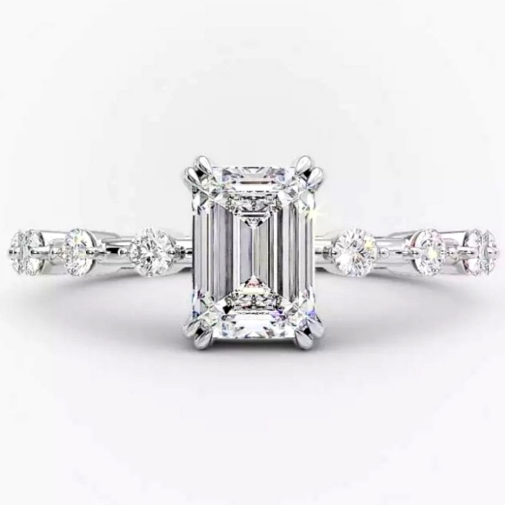 4CT Emerald Sapphire Engagement Ring